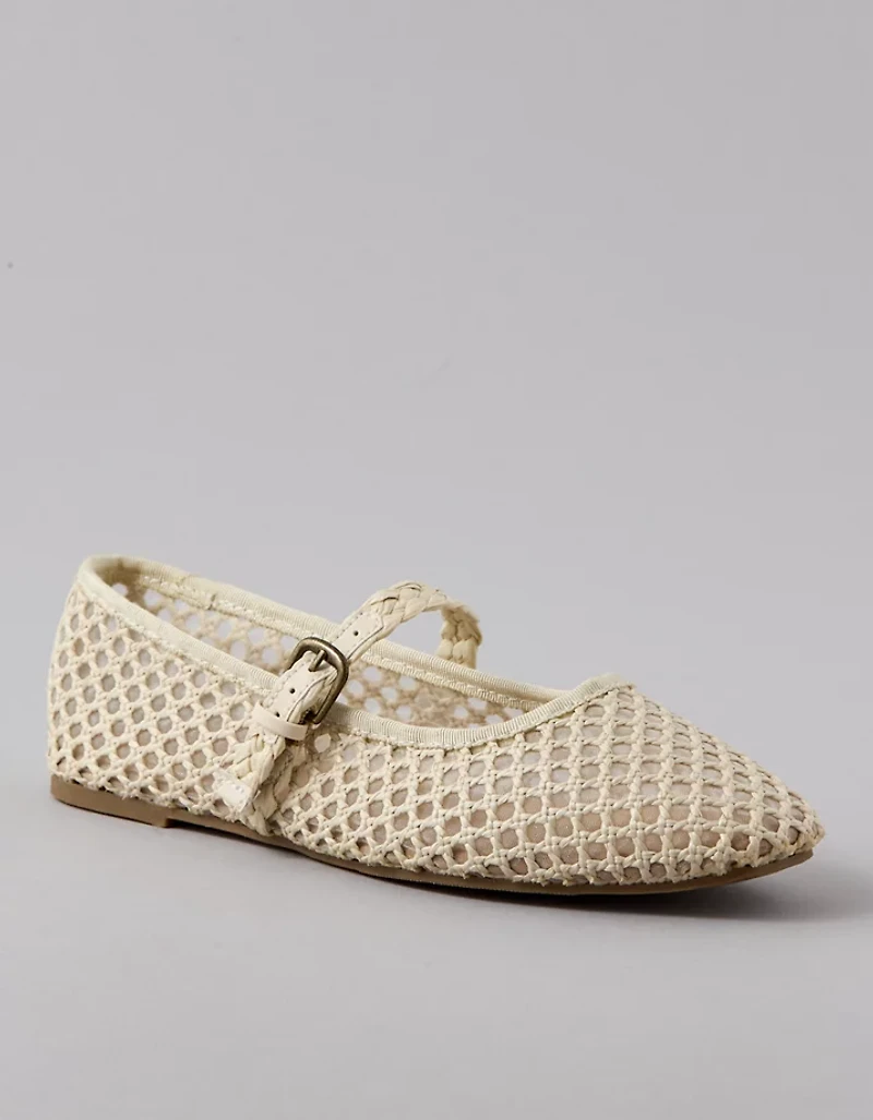 AE Raffia Mesh Mary Jane Flats