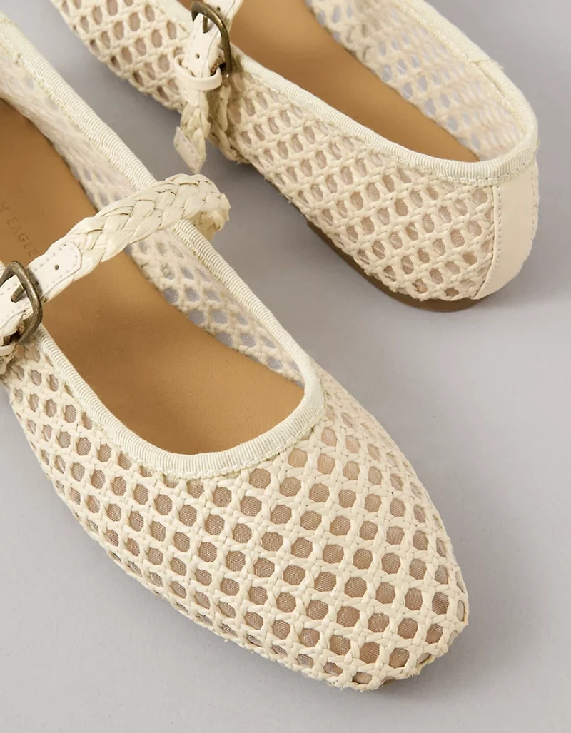 AE Raffia Mesh Mary Jane Flats