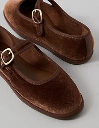 Chaussure à talon plat style Charles IX en velours AE