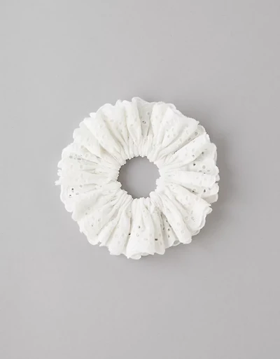 AE White Eyelet Scrunchie