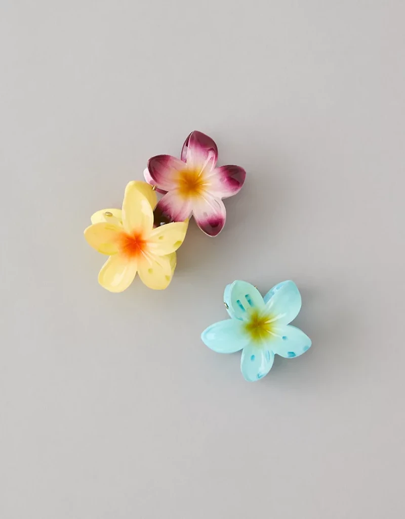 Lot de trois mini pinces à cheveux en forme de fleurs d’hibiscus AE