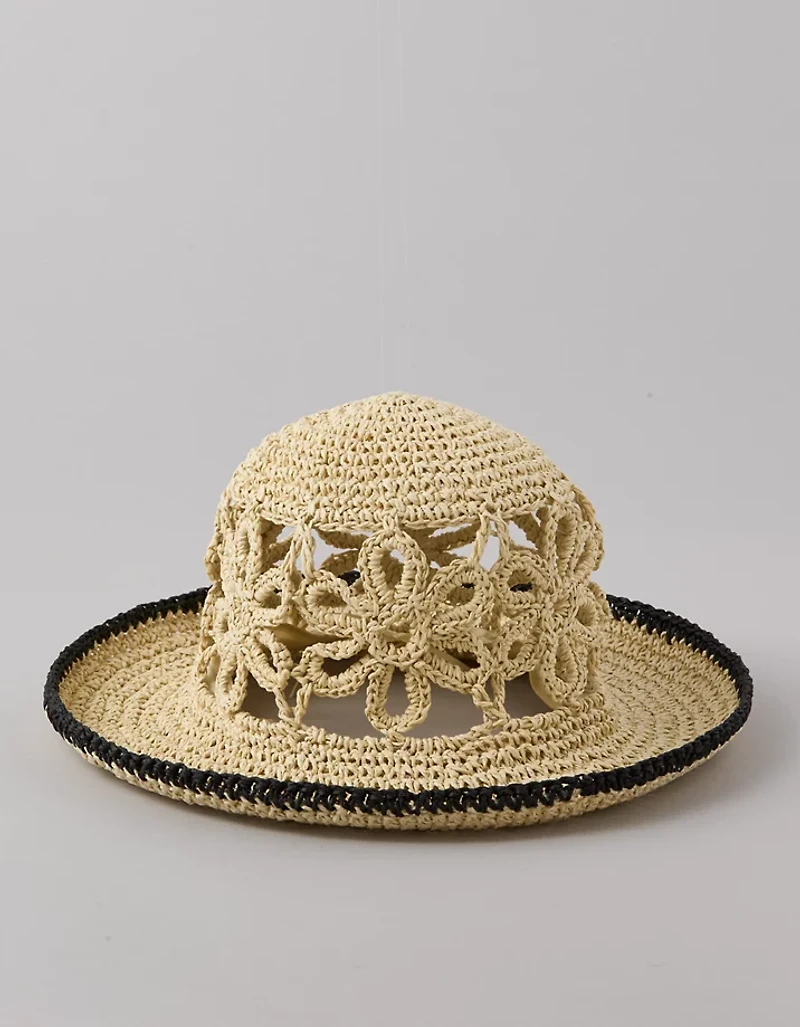 AE Raffia Flower Bucket Hat