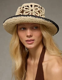 AE Raffia Flower Bucket Hat