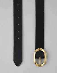 Ceinture en cuir ovale à boucle tournante AE