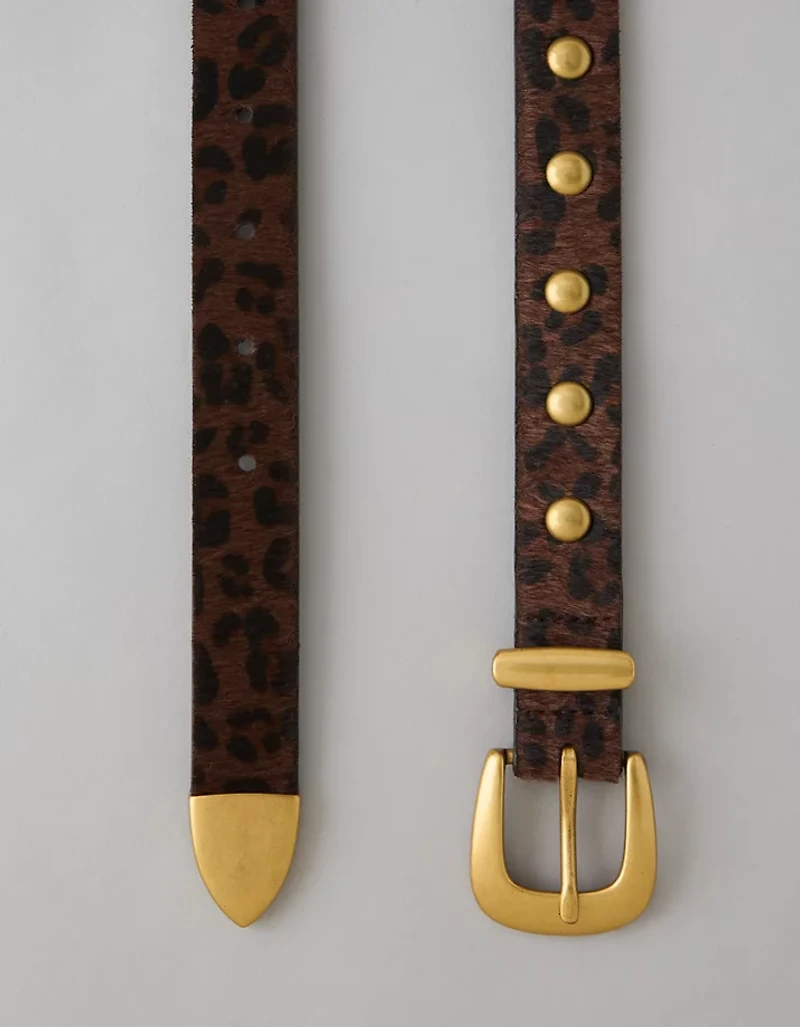 Ceinture western cloutée à imprimé léopard AE
