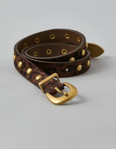 Ceinture western cloutée à imprimé léopard AE