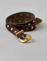 Ceinture western cloutée à imprimé léopard AE