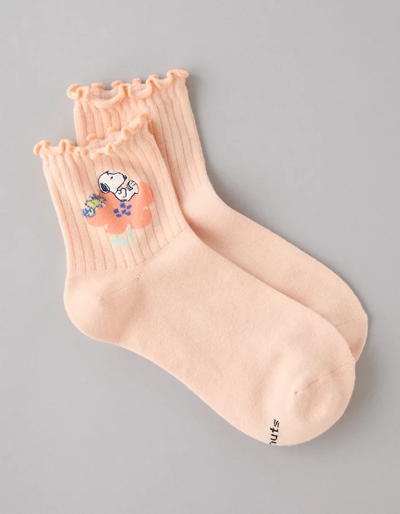 AE Snoopy Flowers Ruffle Boyfriend Socks
