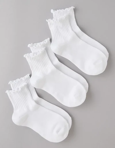 Lot de trois paires chaussettes petit ami à volants AE