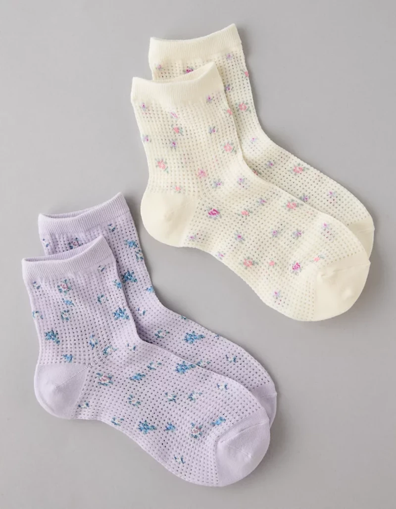 Lot de deux paires de chaussettes petit ami fleur AE