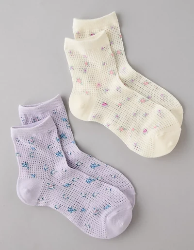 Lot de deux paires de chaussettes petit ami fleur AE
