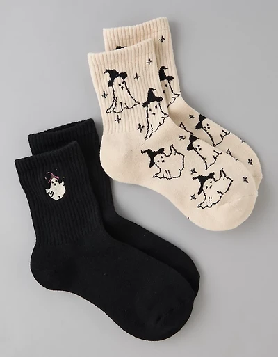Lot de deux paires de mi-chaussettes courtes à fantômes AE