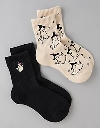Lot de deux paires de mi-chaussettes courtes à fantômes AE