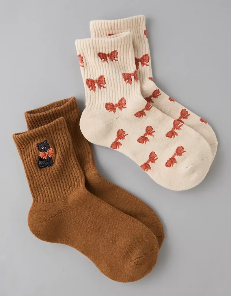 Lot de deux paires de mi-chaussettes courtes à chats AE