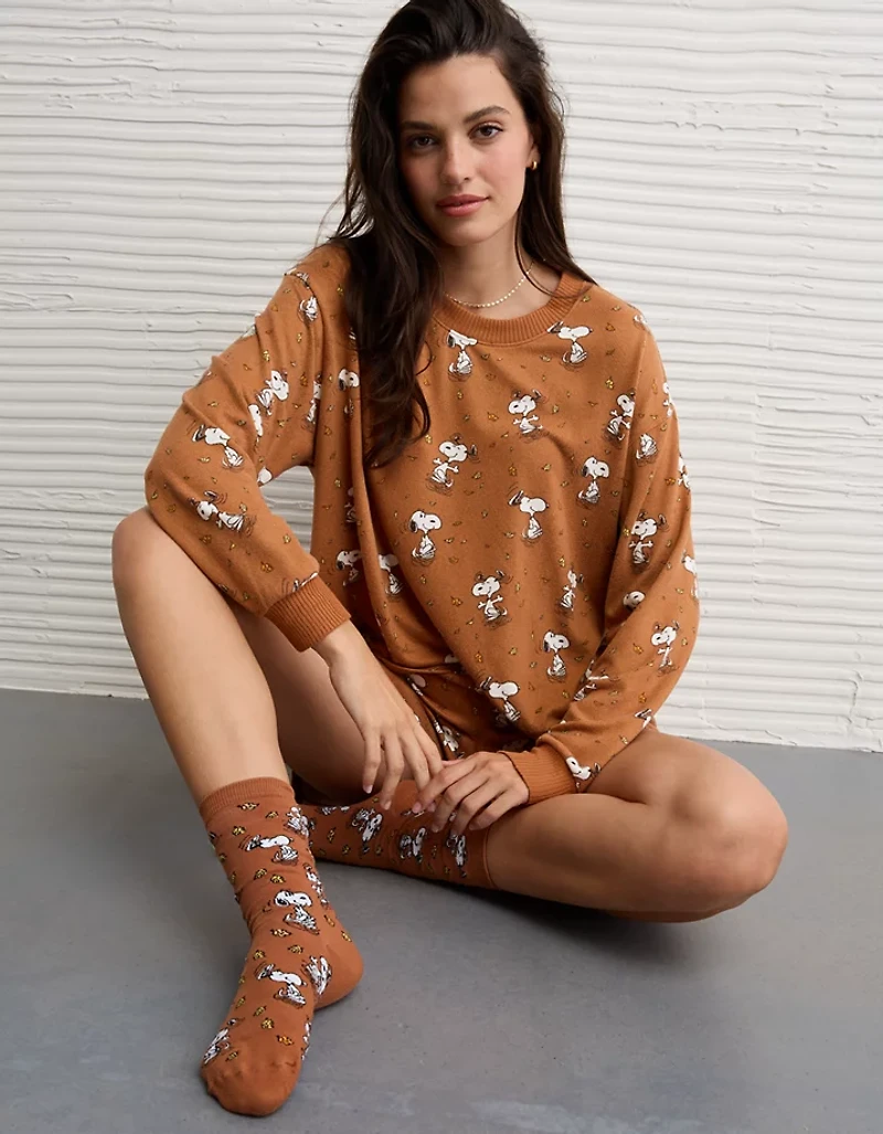 Mi-chaussettes à motif automnale Snoopy AE