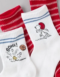 AE Snoopy Football Cropped Crew Socks 2-Pack