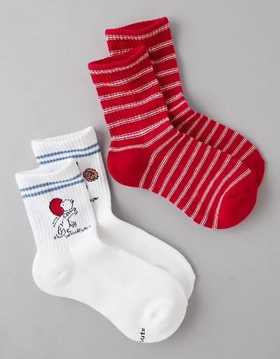 Lot de deux paires de mi-chaussettes courtes de football Snoopy AE
