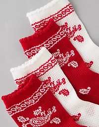 Lot de deux paires de mi-chaussettes courtes à volants bandana AE