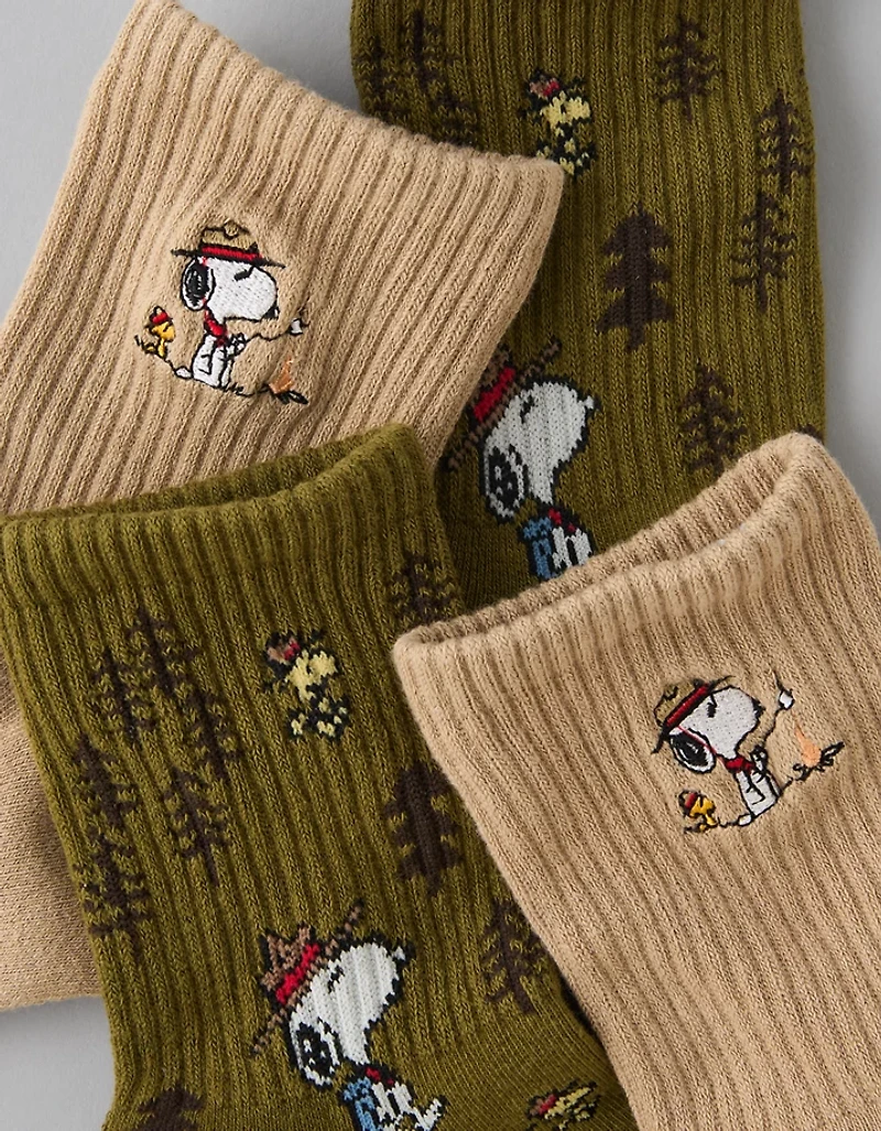 Lot de deux paires de mi-chaussettes courtes feu de camp Snoopy AE