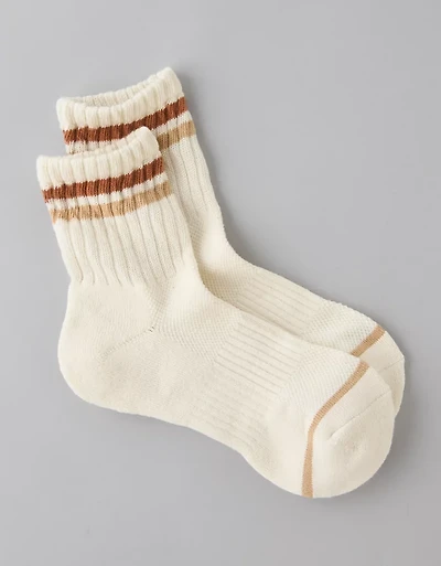 AE Varsity Stripe Cropped Crew Socks