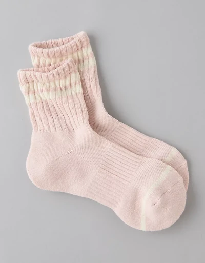 AE Varsity Stripe Cropped Crew Socks