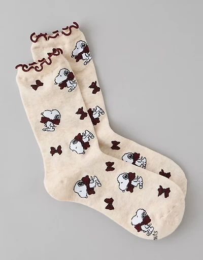 AE Snoopy Ruffle Crew Socks