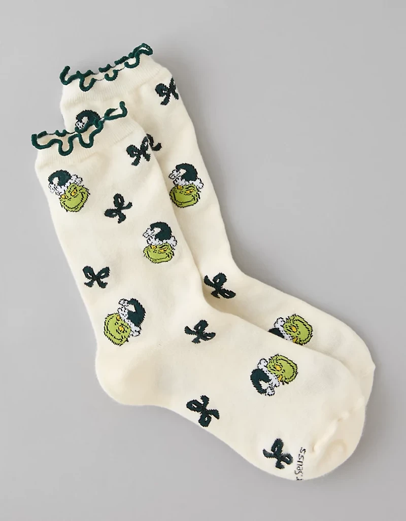 AE Grinch Ruffle Crew Socks