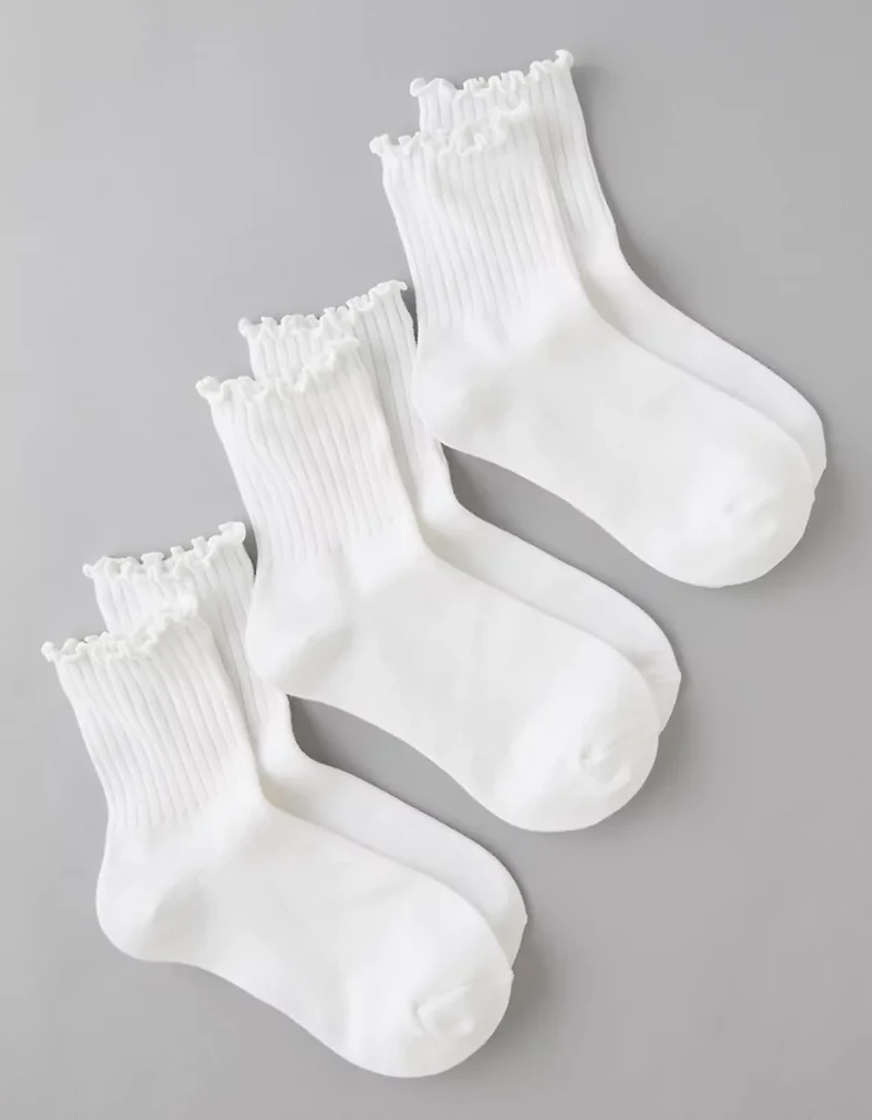 Lot de trois paires mi-chaussettes courtes à volants AE