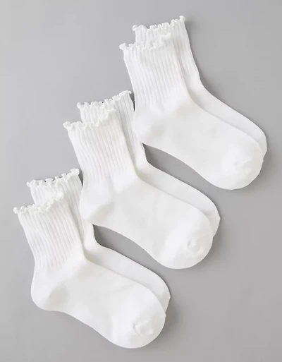 Lot de trois paires mi-chaussettes courtes à volants AE