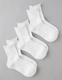 Lot de trois paires mi-chaussettes courtes à volants AE