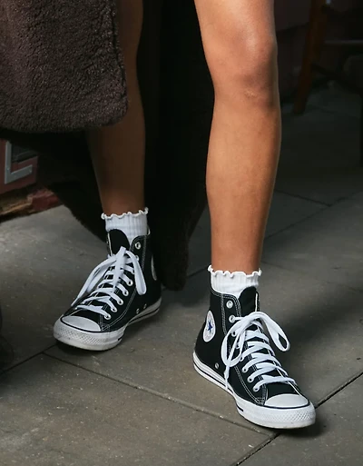 Lot de trois paires mi-chaussettes courtes à volants AE