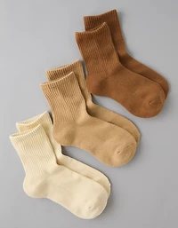 AE Solid Cropped Crew Socks 3-Pack