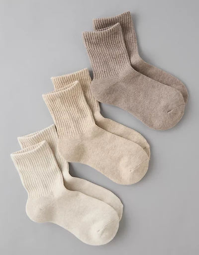 AE Solid Cropped Crew Socks 3-Pack