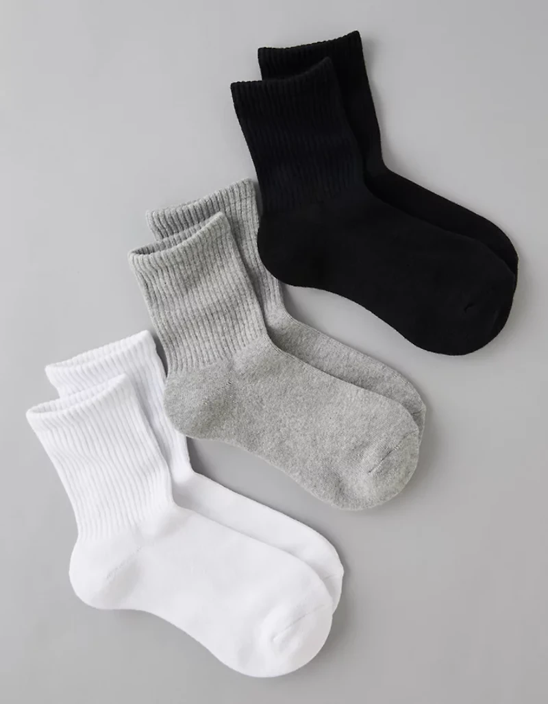 AE Solid Cropped Crew Socks 3-Pack