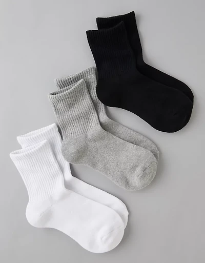 AE Solid Cropped Crew Socks 3-Pack