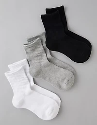 AE Solid Cropped Crew Socks 3-Pack