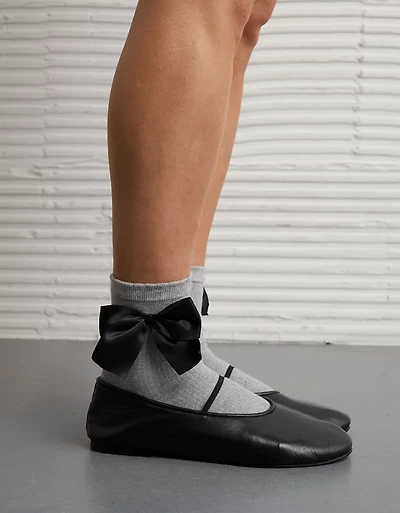 AE Satin Bow Cropped Crew Socks