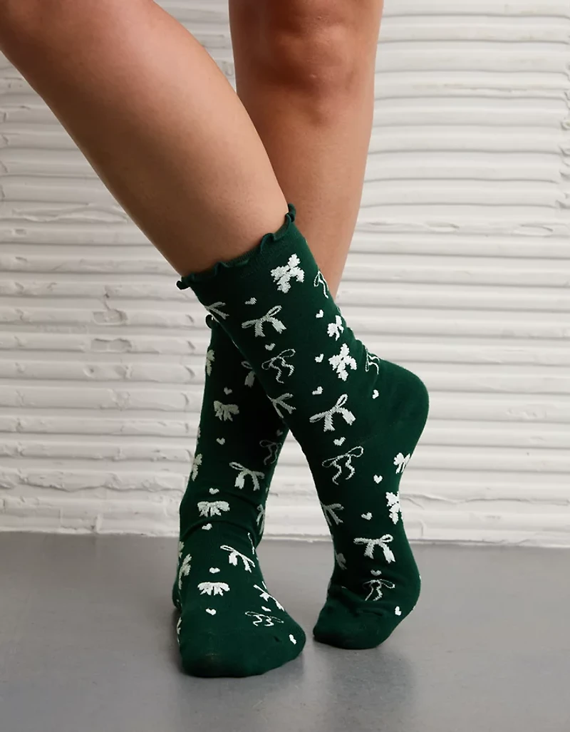 AE Bows Ruffle Crew Socks