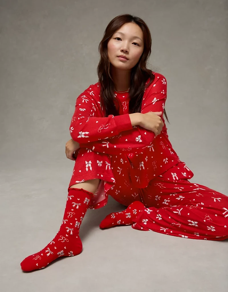 AE Bows Ruffle Crew Socks