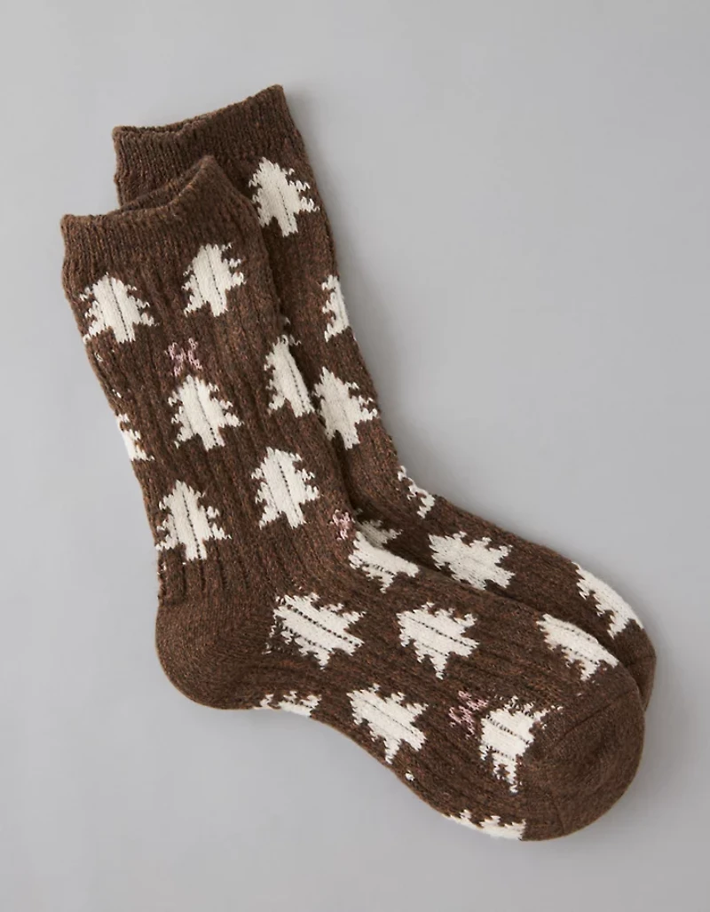 AE Cozy Christmas Tree Crew Socks