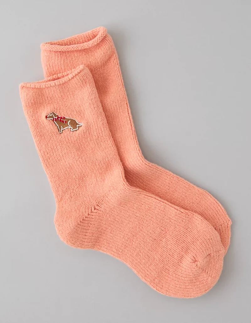 AE Embroidered Gingerbread Crew Socks