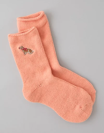AE Embroidered Gingerbread Crew Socks