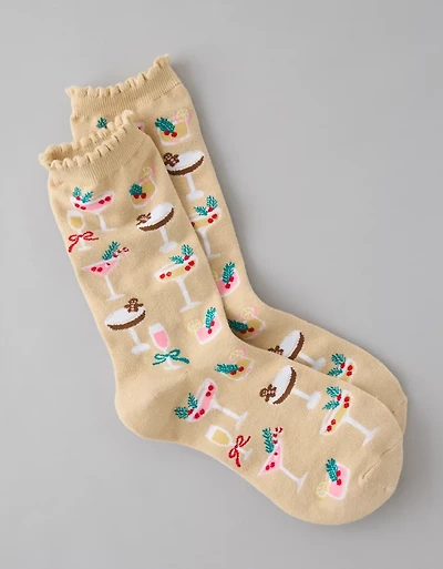 AE Christmas Cocktails Crew Socks