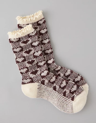 AE Gingham Ruffle Crew Socks