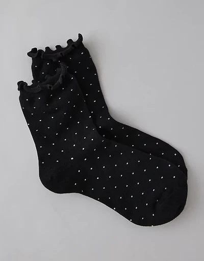 AE Sparkle Dot Ruffled Cropped Crew Socks