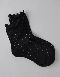 AE Sparkle Dot Ruffled Cropped Crew Socks
