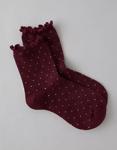 Mi-chaussettes courtes à volants et pois scintillants AE