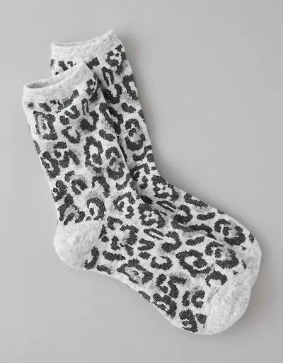AE Cozy Leopard Crew Socks