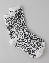AE Cozy Leopard Crew Socks
