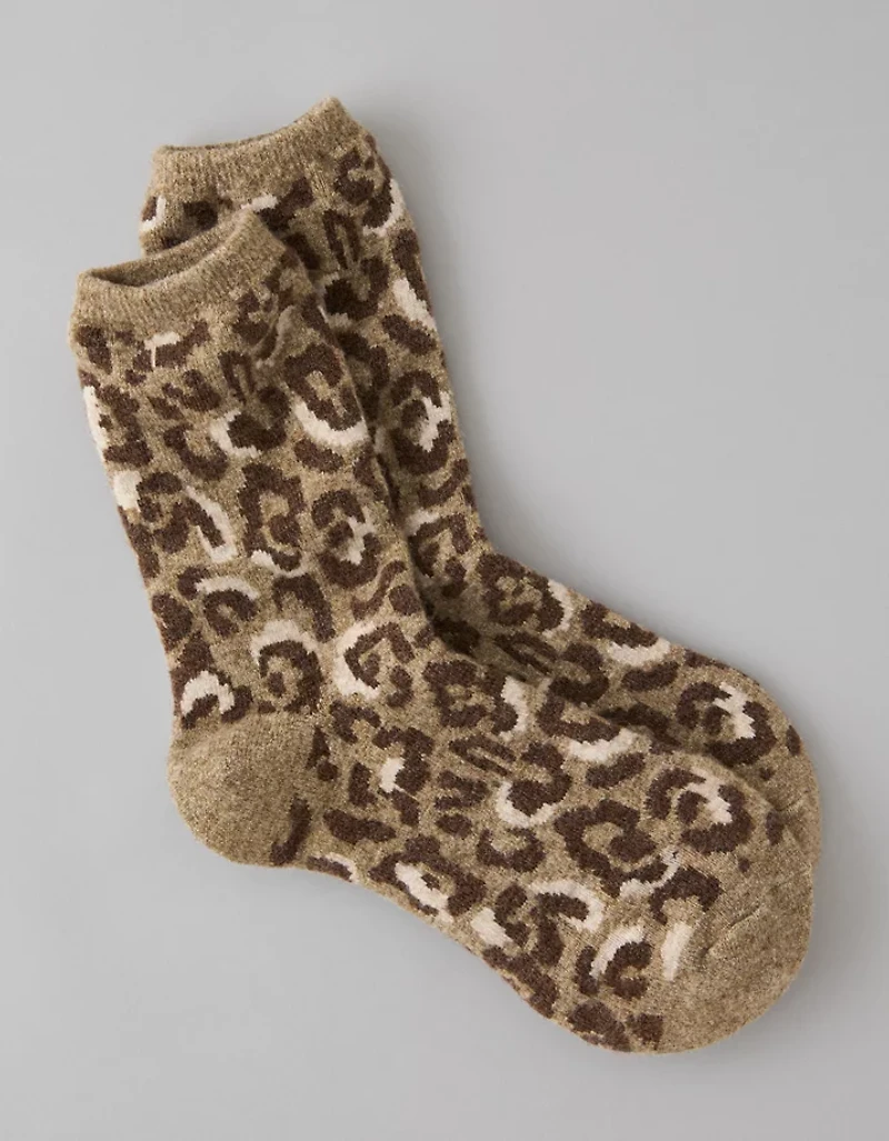 AE Cozy Leopard Crew Socks